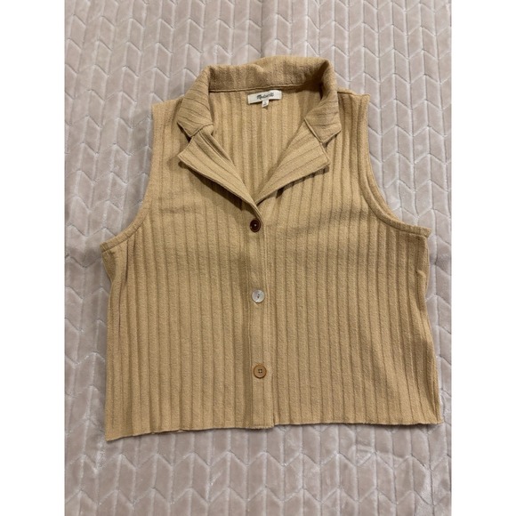 Madewell Sweaters - MADEWELL Ribbed Vest Top Sz L Coastal Grandmother Terry Cloth Cottagecore Boho
